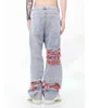 Europeisk och amerikansk vibe-stil Herr Retro High Street Hip-Hop Heavy Industry Brodery Women's Loose Jeans Trousers Tide T220803