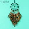 Miamor Dreamcatcher med påfågelfjäder Nursery School Kid Bedroom Inredning Bröllop Hem Vägg Hängande Inredning Tillbehör Amor0158 220407