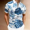 Polos pour hommes Feuilles de palmier Chemises d'impression Motif de fleurs T-shirts à manches courtes pour hommes T-shirts à fermeture éclair 2022 SummerMen'sMen'sMen's