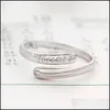 Tre stenringar smycken Sier Band Ring Crystal Finger For Women Girl Party Open Size Mode Partihandel Drop Delivery 2021 96Bud