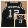 SJZL98 Svart 12 Oscar Robertson Cincinnati Bearcats Basketball Jersey sys