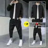 Survêtements pour hommes Hommes Outfit Set 2022 Printemps Noir Blanc Survêtement Streetwear Baseball Veste Pantalon 2 Pièce Jogger Ensembles Casual Sweat SuitsMen