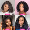 HJ Short Deep Wave Wig 13x4 Bob Human Hair S with Baby 4x4 Lace Closure Frontal for Women 220713