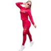 Chándales con letras para mujer Moda Otoño Invierno Conjuntos de 2 piezas de color sólido Traje deportivo Trajes de manga larga Sudaderas con capucha y pantalones deportivos Trajes casuales Chándal