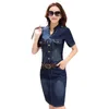 Lässige Kleider Mode Frauen Sommerkleid Denim Vintage Kurzarm V-Ausschnitt Jean Shirt Kleidung