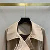 Women's Trench Coats Spring Women Double-Breasted Khaki Windbreaker Long Sleeve Turn Down Collar Letter Logo Lining Rolled Edge Luxury Coat
