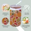 16オンスの透明なフロスト昇華ブランクビールガラスマグカップソーダは、竹の蓋タンブラー付きのアイスコーヒーカップを形作る缶型アイスコーヒーカップ