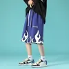 Harajuku Men Shorts Streetwear Fire Print Jogger Women Mens Summer Loose Elastic Waist Hip Hop Skateboard 220715