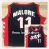 Xflsp # 5 Grant Hill # 10 Reggie Miller # 11 Karl malone Team USA Vintage قمصان كرة السلة الكلية الإرتداد