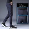 Herrbyxor Slim Casual full längd Fashion Business Stretch Trousers Man Brand Black Blue Pantalones 220826