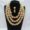 Örhängen halsband lyx dubai guld brud uttalande set vita pärlor afrikanska bröllop smycken för brudar abg056Earrings