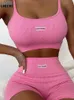 Naadloze trainingssets voor vrouwen geribbeld Sport Bra High Taille Running Shorts Gym 2 -Piece Fitness Suits Casual Summer Tracksuits 220527