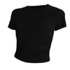 Lu Align nieuwe slim-fit zomer dames yogakleding T-shirt Fitness sport show dun casual ronde hals persoonlijkheid taille training korte mouwen