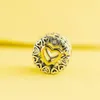 14k Circle of Love Charm 925 Silver Pandora Charms for Bracelets DIY Jewelry Making kits Loose Bead Silver 14K Gold & Clear CZ 792009CZ