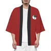 Roupas étnicas vermelhas quimono cardigã homens homens japoneses obi masculino yukata haori oito diagramas Prind pica