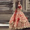 الفستان القوطي الأحمر القوطية Quinceanera 2022 من القرون الوسطى فيكتوري مشد عصر النهضة حفلة موسيقية للحفلات Cortset Vestidos de Noche Sweet 15 Brithday Dresses قبالة الكتف