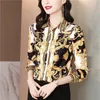 Luxe Vintage Barokke Print Blouses Vrouwen Lange Mouw Revers Button Shirt Kantoor Dames Zijden Print Shirts Lente Herfst Vrouw Designer blouse Runway Tops