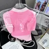 Nowe kobiety Turn Down Kllar Krótkie puchanie Różowe Kolor Sweter TOP TEES Plus Smlxlxxl285c