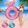 Anello gonfiabile per nuoto con schienale a sirena blu rosa, per bambini adulti, anelli galleggianti, piscina galleggiante, giocattolo per feste in spiaggia