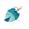 Bohemian Tassel Keychain Anhänger kreativer Blattform handgewebte Schlüsselanhänger Gepäckdekoration Schlüsselkette Schlüsselring