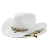Bohemian Sun Cap for Women Foldbara strandhattar damer sommar papper halm vit panama rese hatt uv skydd cowboy