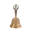 Handmade Fengshui Hand Bell Herbata Medytacja Alarm Modlitwa Lucky Service Desktop Tybetański Buddyjski Głośny Call Dinner Mosiądz Portable 220425