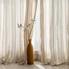 Rideaux rideaux rayé semi-transparent lin texturé intimité attrayant à motifs pour chambre salon salle à manger maison TJ9551Curtain