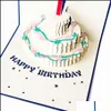 Gratulationskort Event Party Supplies Festive Home Garden Birthday Card Three-NSional Creative 3D Hand Hollowed Out Color Cake Paper Carving