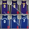 75th Anniversary 2022 Purple New City Basketball James Maglie Russell 0 Westbrook Carmelo 7 Anthony 3 Davis Jersey Qualità cucita Giallo Bianco Nero