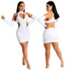 Off Pleek с длинным рукавом Bodycon мини-платье для женщин летом сексуальные вырезать тесные платья партия клуб наряды белая одежда для девочек сумрак 169