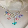 Sparkly Crystal Butterfly Clavicle Chain Necklace Multicolor Butterfly Pendant Necklaces for Gift Party Fashion Jewelry