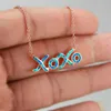 Pendant Necklaces Cute Female White Opal Necklace Rose Gold Silver Color Chain For Women Simple Letter XOXO Wedding NecklacePendant