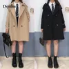 Koreanische Adrette Zweireiher Trenchcoat Frauen Lose Übergroße Windjacke Weibliche Vintage Lose Mantel Oberbekleidung 220815