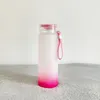 17oz Sublimation Glass Tumbler Gradient Color Creative Sequins Bottle Summer Drinkware with Acrylic lid and handle belt