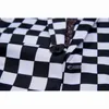 Mężczyzny Czarno -Biała Print Plaid 2 sztuki Mody Wedding Masher Checkerboard Scena Piosenkarz gospodarz Tancerz Slim Fit Costume Part2985