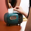 Retro Radio Model Tissue Box حامل ورقة سطح المكتب عتيقة تخزين منديل منظم منظم الزخرفة