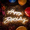 Benutzerdefinierte Alles Gute zum Geburtstag Led Flex Transparent Acryl Dekor Leuchtreklame Licht Brief Bord Party Hintergrund Kreatives Geschenk 220615