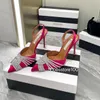 Aquazzura 최고 품질의 디자이너 발 뒤꿈치 여성 샌들 발 뒤꿈치 lucency crysta 버클 파티 웨딩 드레스 신발 발 뒤꿈치 섹시한 백 스트랩 100% 가죽 단독 샌들