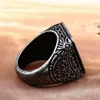 Roestvrij staal vierkante holle mannen ring usa standaard maat 6/8/10 gesneden met patronen beide zijden hiphop vinger sieraden mannelijk jubileumgeschenk cadeau