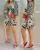 2022 European and American new women's black printed square neck dress