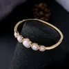 Bangle Bulk Price Round Pink Acrylic Stone Cuff Stylish Fashion Gold-Color Buckle Opening Bracelet On WinterBangle