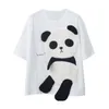 Japanese Roul Reound Round Slave Shirts T Camisetas Mulheres Algodão Hailável Kawaii Panda Bordado Tops Harajuku Tshirt Tee 220721