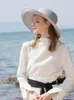 Wide Brim Hats Lady Summer Sun Hat Fashion Sun-Shading Straw Flower Crystal Sequin Decorative Adult Travel Wild Beach HatWide Chur22