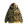 Hip hop camo cremallera frontal tiburón sudadera con capucha estampado de camuflaje sudadera mono de baño cardigan sudaderas con capucha letras de hip hop manga larga felpa para hombre mujer grande A ocio