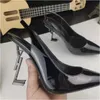 6Women Dress Shoes High Heels Womens Designer Genuine Leather Pumps Lady Sandals Wedding Black Golden Gold 10cm Heel