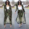 Women's Two Piece Pants Set Women Tie Waist Long Office Lady Outfits Cloak Maxi Coat Runway Twin Suit X-Long Top Cardigan Luxury 2 PcsWomen'