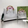 Bolso de mano de bambú para mujer, bandolera, bandolera, bolsos de compras, bolso, letras de moda, correas extraíbles y ajustables de alta calidad