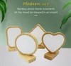 Sublimation Blanks Bamboo Photo Frames Double Sided Print Heart/Love/Round Shape With Magnetism MDF Insert Base Holder For Home RRA13232
