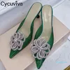 2022-Slippers Luxury Crystal Flower Women PVC Jelly Shoes Tacchi alti Slides Dress Sandali con strass estivi