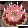 Other Event Party Supplies Festive Home Garden Musical Birthday Candle Cake Topper Decoration Magic Lotus Flower Candles Blossom Rotating S